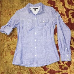 Blue linen shirt perfect for spring!